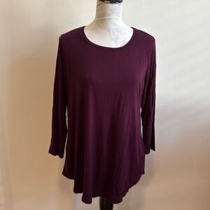 JM Collection Burgundy Medium Long Sleeve Scoop Neck Tunic